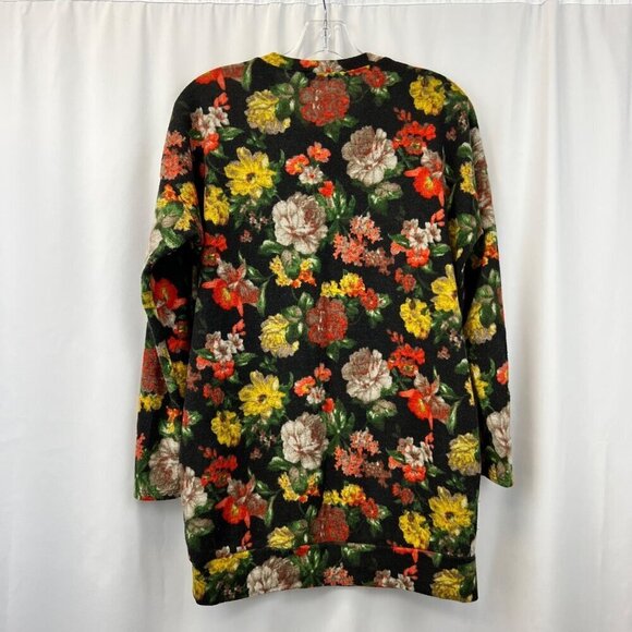 Cherish Womens Crew Neck Long Sleeve Tunic Sweater Black/Multi Floral S Pockets - Picture 7 of 9